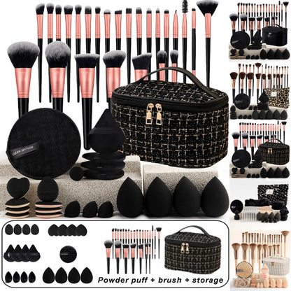 Super Soft Makeup Brush Set 23/44/47PCS with Stylish Bag - Concealer Contour Sponge Eyeshadow Blending Highlight Powder Brushes Wet Dry Use - Full-Size Beauty Kit for All Skin Types Gift for Women