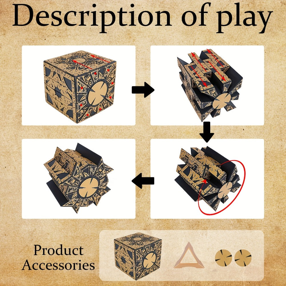 Lament Configuration Puzzle Box Cube – Functional Detachable Deformation Lock Box with Display Base, Brain Teaser Desk Decor, Unique Gift for Adults Horror Fans Christmas Halloween Birthday