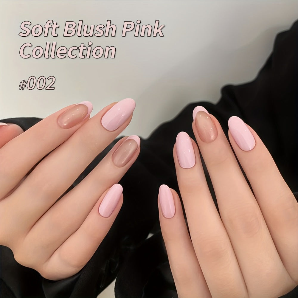 Gel Nail Polish Set 8 Colors Semi-Permanent Soak-Off LED Cure Long-Lasting Manicure Kit - 0.51oz Each Bottle Gentle Pink Shades 001-008 DIY Home Salon Nail Art Gift for Women