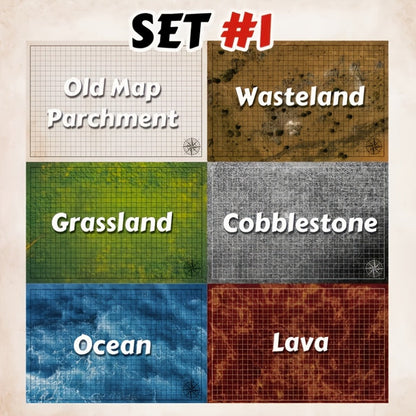DnD Battle Map 3 Pack 24x36 Inch Dry Erase – Double-Sided 6 Terrain Grid Mats with Dice Accessories & Shoulder Bag, 1 Inch Grids for D&D 5e Pathfinder TRPG Tabletop RPG, Dungeon Master Gift