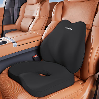 Car Seat Cushion + Back Cushion Set - Winter Autumn Comfort Upgrade, Memory Foam Ergonomic Design. Soft Elastic,  Fit for Sedans, SUVs Trucks, Enhances Driving Comfort.