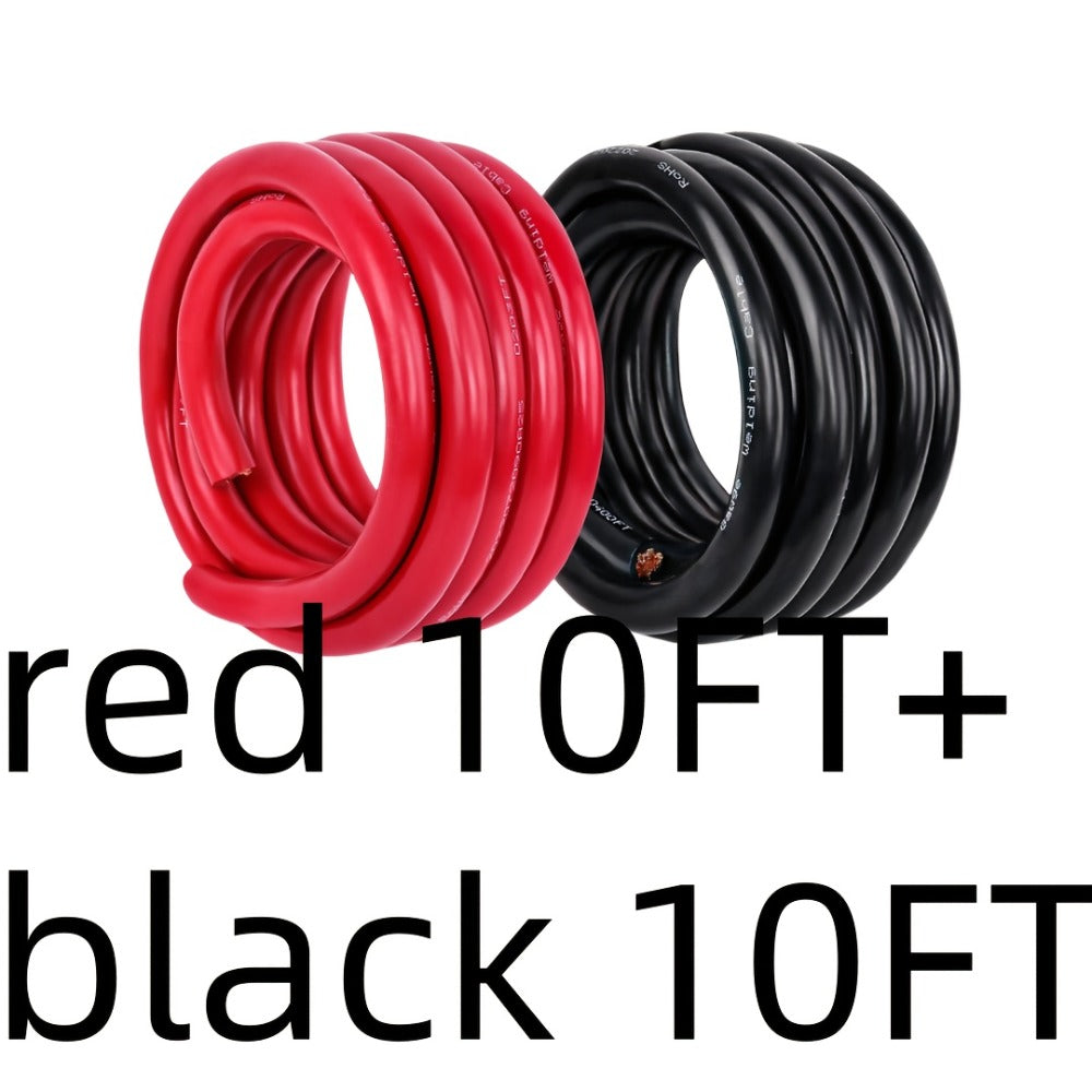 8 AWG OFC Copper Wire Cable Red & Black Set 8 Gauge Welding Cable for Automotive Battery Marine Generator Solar Wiring - 3FT or 10FT Options
