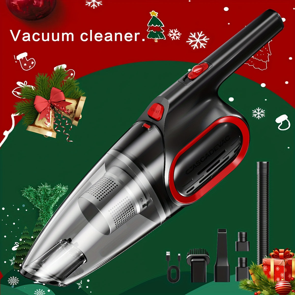 Portable Household Vacuum Cleaner, With 6000PA Powerful Suction Force, Low Noise, Dual Filtration. Household Vacuum Cleaner, Mini Vacuum Cleaner, Suitable For Cleaning Inside Cars, Pet Hair, Kitchens, Home Cleaning Supplies, Ladies' Car Accessories.
