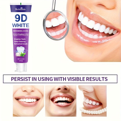 Whitening Toothpaste 4-Pack – 9D White Alcohol-Free Formula, Thorough Deep Cleaning & Brighter Smile, Refreshing Mint Breath, Gentle on Gums, Travel-Friendly 100g, Oral Care Gift for Men & Women