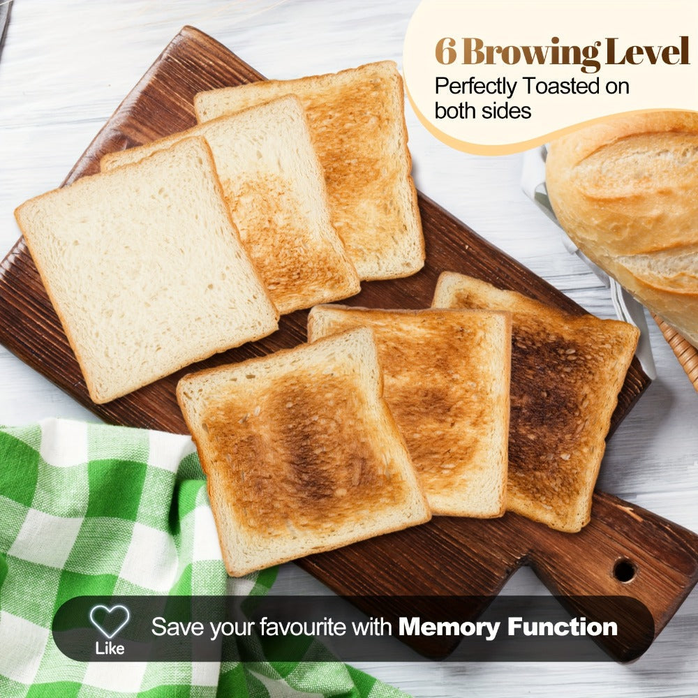 4 Slice Toaster with Touch Screen Control, 1.5" Wide Long Slots, 6 Browning Levels & 6 Bread Types – Digital Timer, Memory Function, Defrost & Reheat for Family Breakfast, White & Black