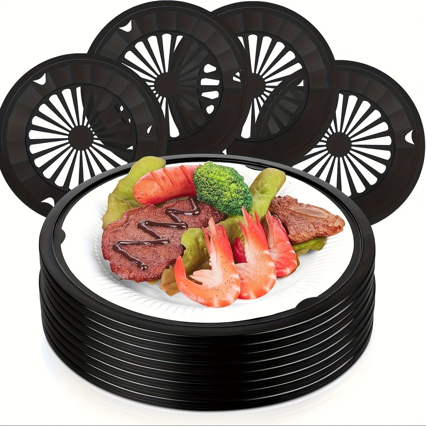 Reusable Plastic Paper Plate Holders Set – 10 Inch Snap-On Groove Design, Thickened Durable Holder for Picnics, BBQ, Camping & Party Dinners, Streamlined Dishwasher-Safe Plate Carrier (12 or 20 Piece)