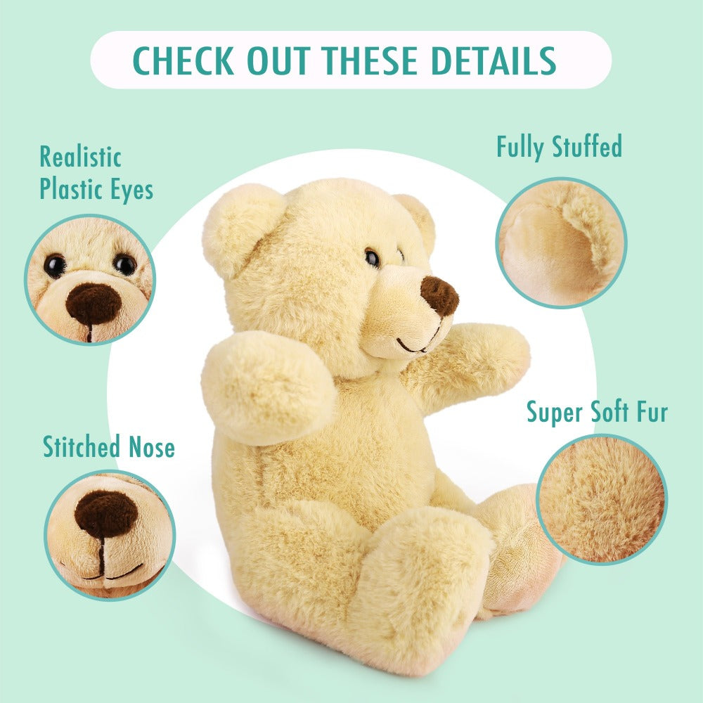 Teddy Bear Bulk Set 5 Pack 8 Inch Small Brown Soft Plush Stuffed Animals with Safe Lock-Washer Eyes Baby Shower Party Favor Decoration Gift for Kids Girls Boys Christmas Valentine