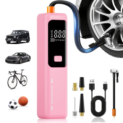 Cordless Tire Inflator Portable Air Compressor – USB-C Rechargeable, Digital Gauge, 3X Fast Inflation for Car Tires, Bikes, Motorcycles & Sports Balls