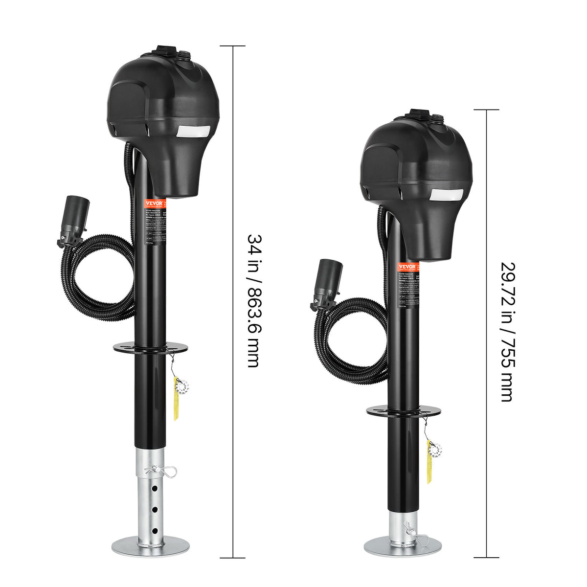 VEVOR Electric Trailer Jack 3500 lbs / 5000 lbs Power Tongue Jack for RV Trailer & Camper Black With a 7-pin Trailer Connector / With Remote Control
