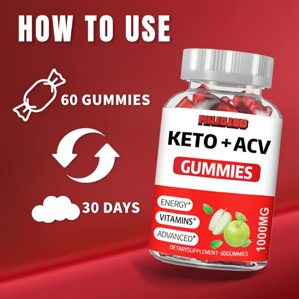 Apple Cider Vinegar Gummies with Pomegranate, Beet Juice & B12 — Vegan Keto ACV Gummies for Weight Management, Gut Health & Natural Energy | Vitamins B & C, Gluten-Free Supplement for Men & Women | 60 Gummies | 1, 2 or 3 Pack