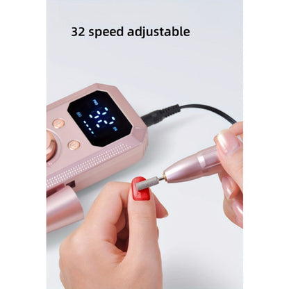 Electric Nail Drill Rechargeable 11 Grinding Heads & 20 Sanding Rings High-Speed Nail Grinder Machine for Acrylic Gel Natural Nails - Home Salon Manicure Pedicure Tool, Grey Rose Gold White