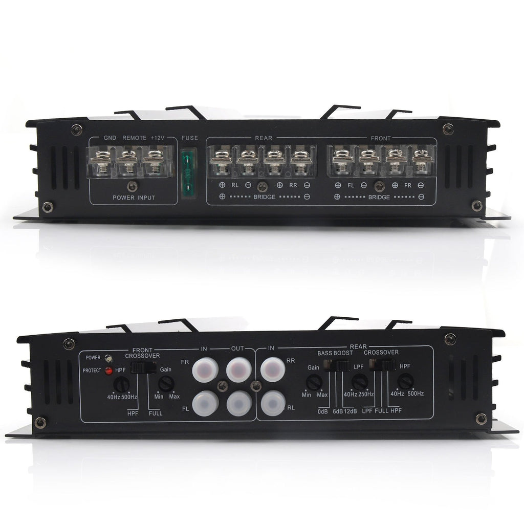 4-Channel Class D Car Stereo Amplifier - Aluminum Alloy Pure Bass Power Amp for 12V Trucks, Boats, UTVs & Motorcycles
