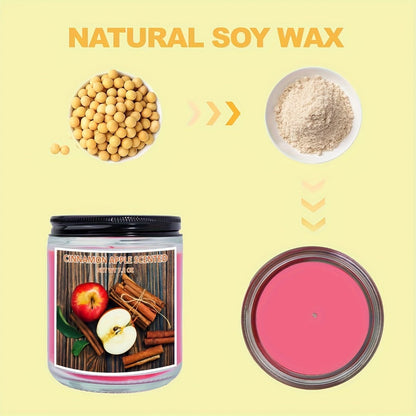 Scented Candle Soy Wax – Pumpkin & Apple Cinnamon Fall Autumn Jar Candle, 7.2oz 50+ Hour Burn, Cozy Home Fragrance Gift for Women & Men, Friends, Family & Coworkers, Christmas & Valentine's Day