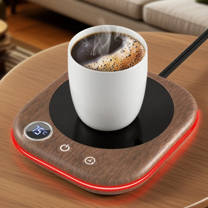 Smart Electric Coffee Mug Warmer 40W – Desktop Coffee Cup Thermos with Temperature Display, 3 Heat Settings, 1–12 Hour Timer & 4-Hour Auto Shut-Off, Keeps Coffee Tea Milk Cocoa Warm – Wood Grain Father's Day Gift