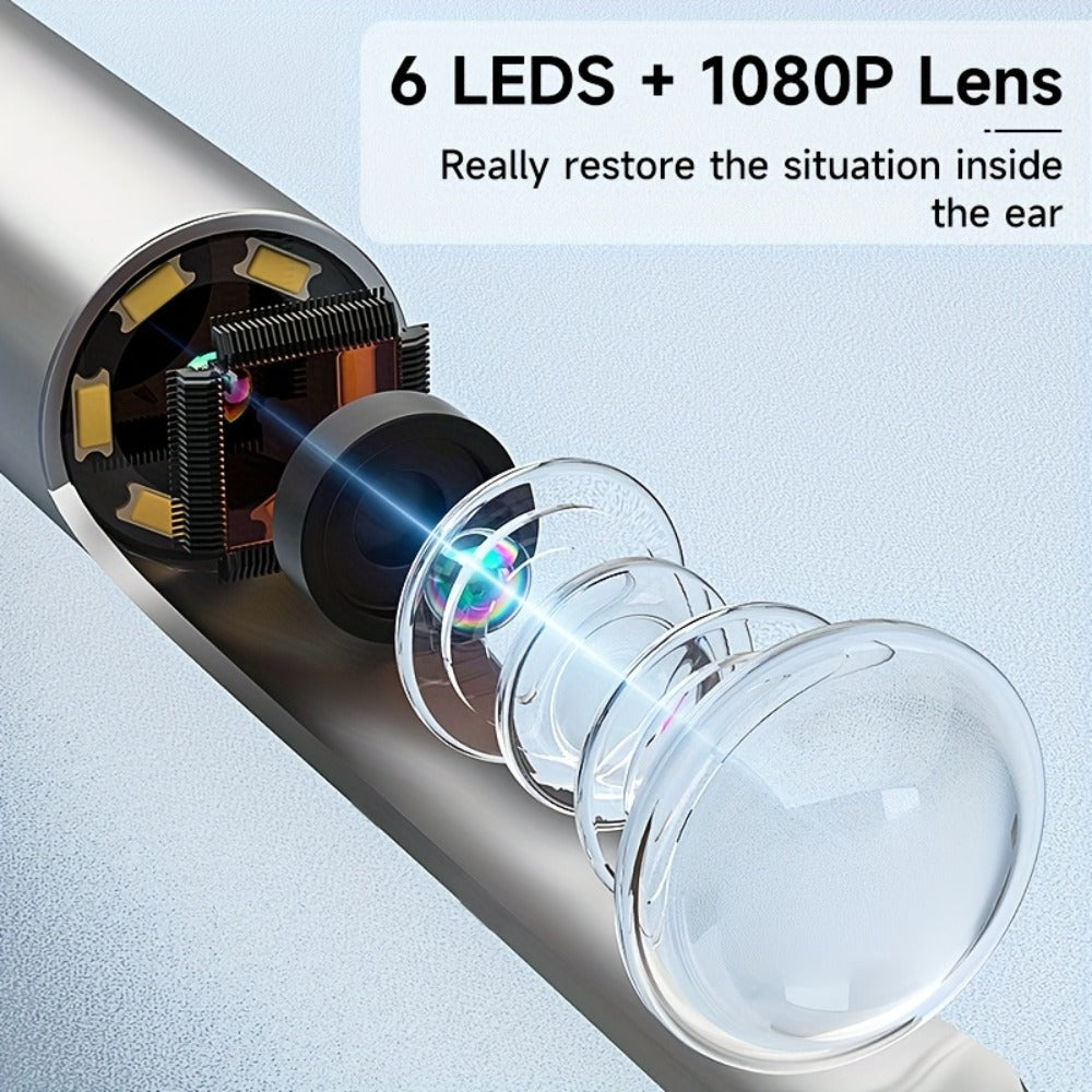 Ear Cleaning Camera Kit 1080P HD Rechargeable Lithium Battery – 6 Ear Spoons, Ear Tweezers, Visual Ear Wax Removal Tool Compatible with All Smartphones for Adults Safe Home Ear Care