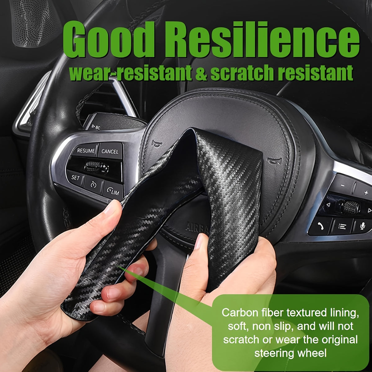 3pcs Carbon Fiber Car Steering Wheel Cover Anti-Skid Segmented Steering Wheel Protector Universal Carbon Fiber Steering Wheel Cover High-Grip ABS Resin Snap-On Design No Inner Circle Sleek Automotive Steering Wheel Protection
