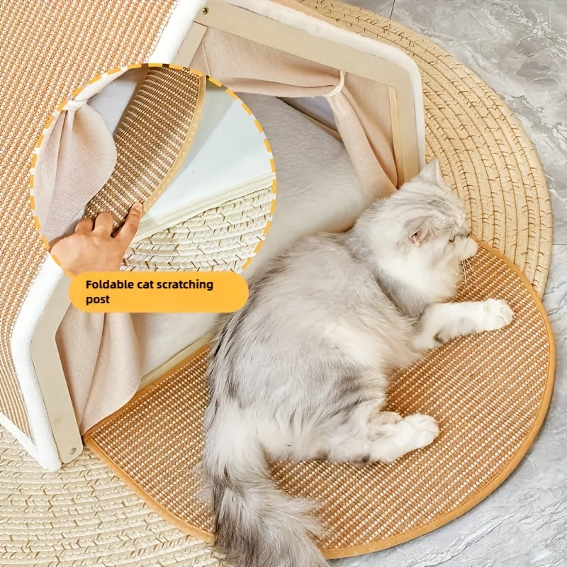 Cat House Semi-Enclosed Shell Design with Sisal Scratching Pad Tent Hideout for Small Medium Cats Indoor Living Room Bedroom Study XL