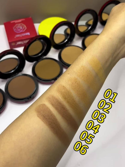 Pressed Powder Foundation Contour Matte Ful1l Coverage Oil Control Waterproof | 6 Shades Light to Dark | Blending Puff Included | 1-Pack & 2-Pack Duo Set Available