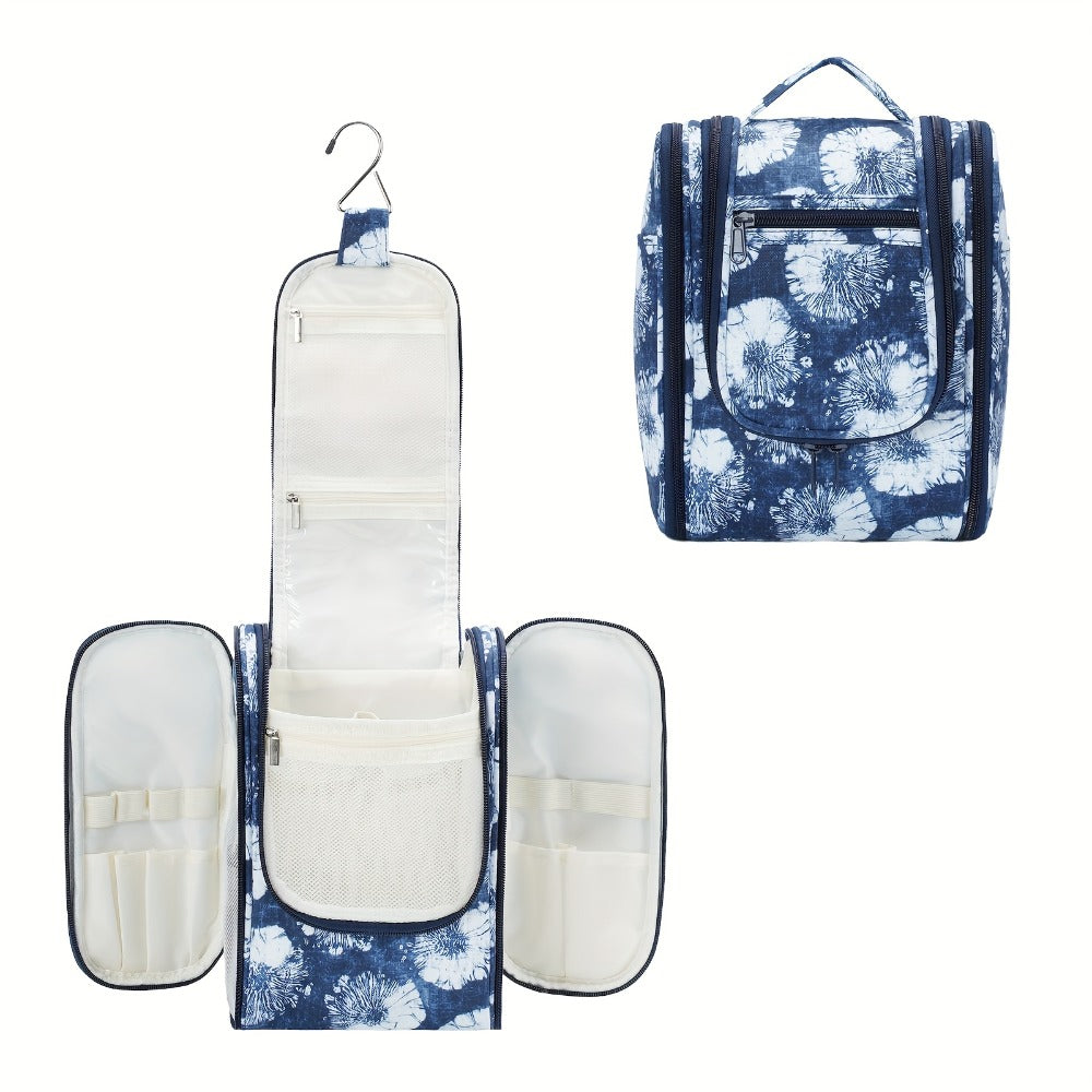 Hanging Toiletry Bag for Women Large Capacity Travel Makeup Organizer Bag with Hook Multi-Compartment Waterproof Cosmetic Pouch 16 Prints for Cruise Gym
