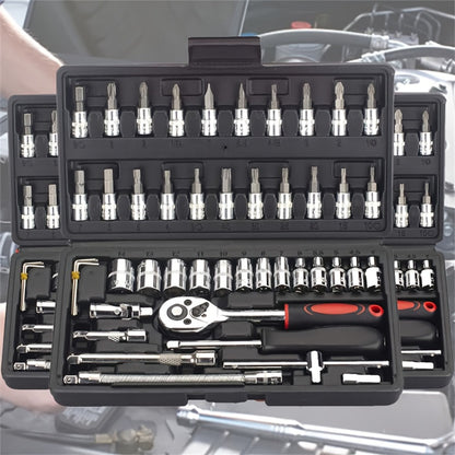 Automotive Socket Repair Tool Kit 45 / 898-Piece – 1/2-Inch & 1/4-Inch Drive Socket Set for Car Repair & Home Projects, Complete Mechanic Tool Kit, Perfect Gift for Men