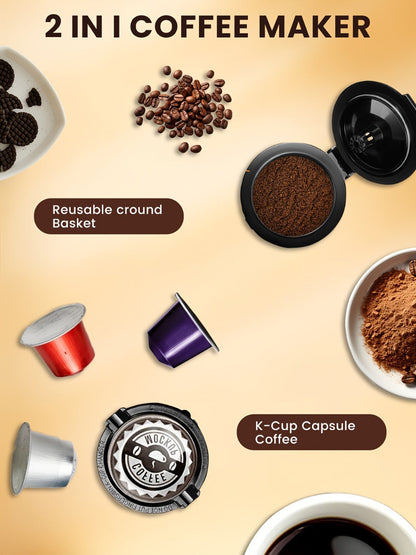 Single Serve Coffee Maker 3-in-1 – Hot & Iced Coffee Machine Compatible with K-Cup Pods, Ground Coffee & Tea, 6-12 oz Brew Sizes, Iced Tea Maker, Compact Countertop Brewer – Black (CM6080/CM6070)