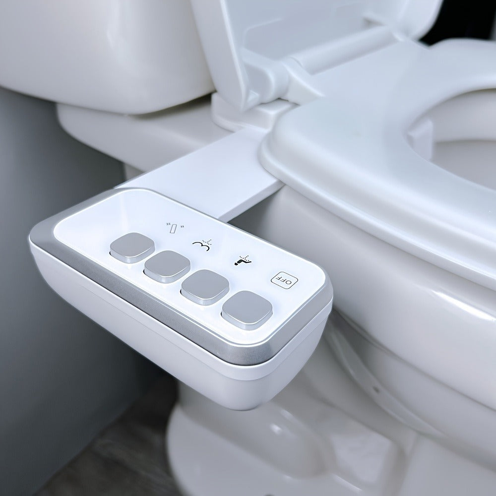 Bidet Toilet Seat Attachment – Non-Electric Mechanical Bidet with Rear Wash, Adjustable Water Pressure, Self-Cleaning Nozzle, Brass T-Adapter & Metal Hose for US & Canada Toilets
