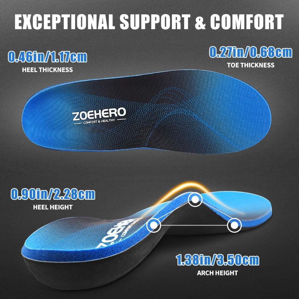 Arch Support Insoles for Men & Women – Heavy Duty Shoe Inserts for Flat Feet, Shock Absorption, Plantar Fasciitis Relief, Work Boots, Hiking & Standing All Day