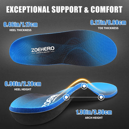 Arch Support Insoles for Men & Women – Heavy Duty Shoe Inserts for Flat Feet, Shock Absorption, Plantar Fasciitis Relief, Work Boots, Hiking & Standing All Day