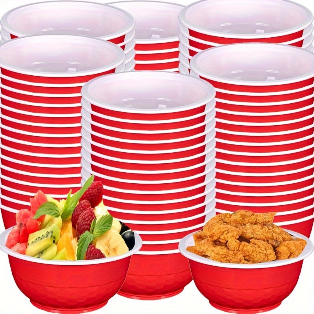 Plastic Bowls 120 Pack 13oz Disposable Serving Bowls with Football Print for Party Wedding Picnic BBQ Ice Cream Salad Snack Soup Red Yellow Green