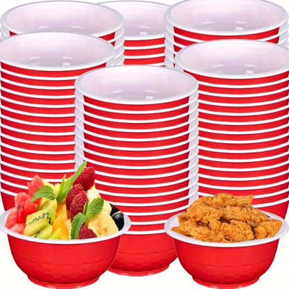 Plastic Bowls 120 Pack 13oz Disposable Serving Bowls with Football Print for Party Wedding Picnic BBQ Ice Cream Salad Snack Soup Red Yellow Green