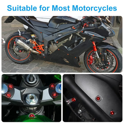 Motorcycle Fairing Bolt Kit 177-Piece CNC Anodized Aluminum Screws for Fairings Windshield Fuel Tank Body Panels - Universal Fit Red Blue Black
