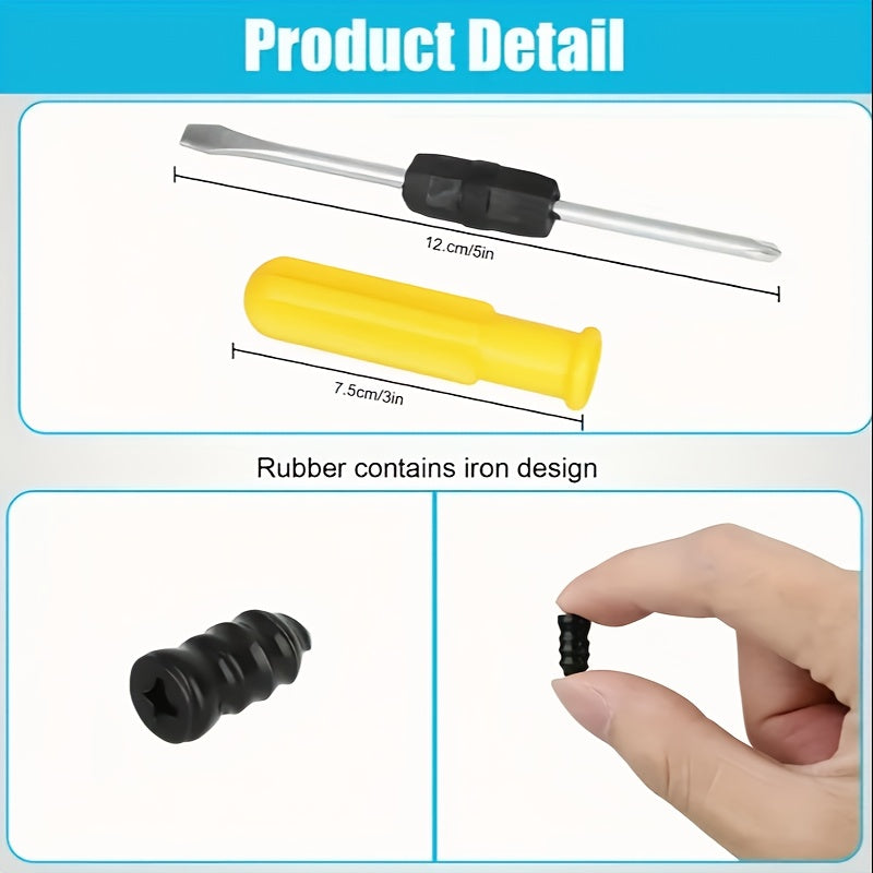 [Tire Repair Nails] 100pcs/120pcs Tire Repair Rubber Nails with Screwdriver, Self-Service Emergency Puncture Repair Tool for Cars & Motorcycles