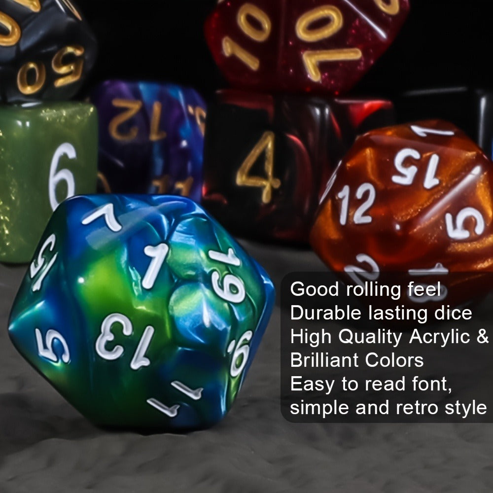 Polyhedral Dice Set 175pcs 25 Colors – 35 Two-Color & 140 Single-Color Acrylic Dice with Velvet Bag, D4 D6 D8 D10 D12 D20 for DnD Dungeons Dragons MTG Tabletop RPG Board Games Math