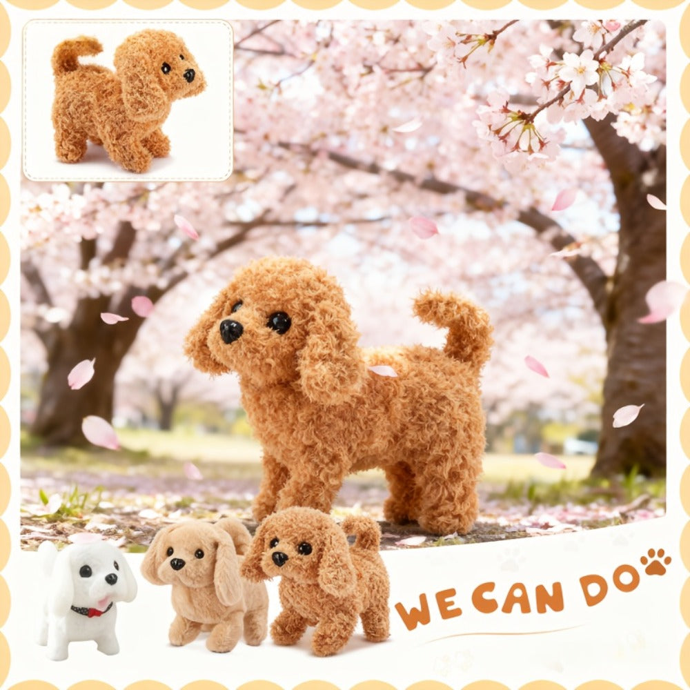 Walking Dog Toy for Kids Soft Furry Interactive Puppy That Walks and Barks with Ribbon Electronic Pet Toy for Boys Girls Toddlers Birthday Christmas Gift Animal Lovers