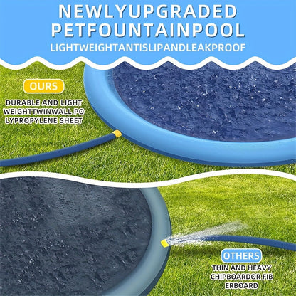 Dog Splash Pad for Large Dogs Extra Thick 0.6mm – Non-Slip Heavy Duty Sprinkler Pool & Cooling Mat for Jumbo & Big Breeds, Outdoor Summer Backyard Water Play Fountain, Pet Cooling Gift