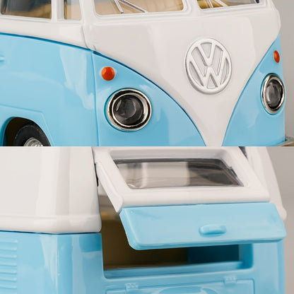 1:36 Volkswagen Bus Die-Cast Toy Car Model with Openable Doors & Pull-Back Function – Collectible Miniature VW Van for Kids Ages 3+ and Adults, Blue, Birthday Christmas Gift