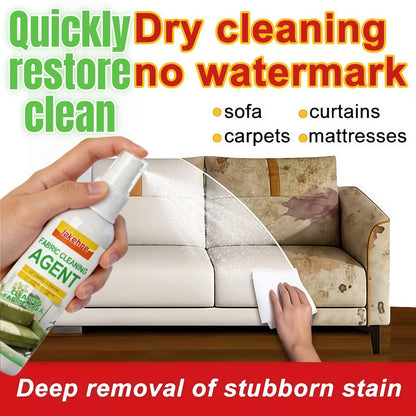 Sofa Cleaner Spray Fabric Stain Remover for Couch Car Interior Upholstery Soft Safe Quick-Drying Formula 3.38oz with Sponge and Towel Multi-Purpose Furniture Cleaner 1 2 or 3 Set Value Pack