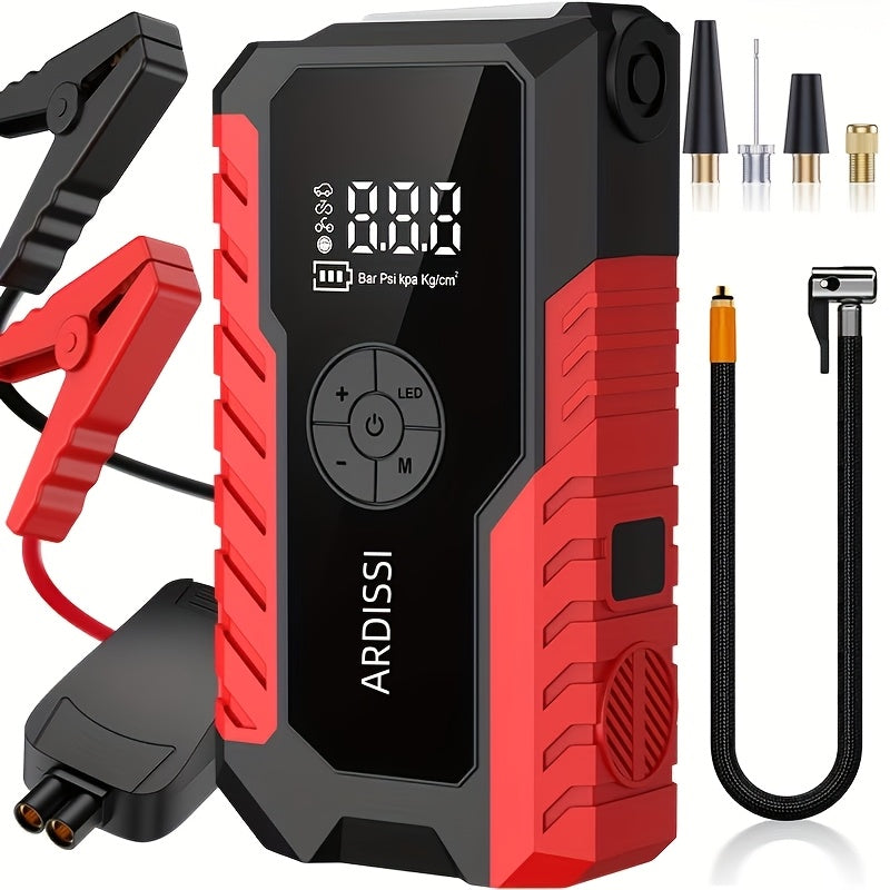 Portable Car Jump Starter 10000A with 150PSI Air Compressor Tire Inflator, 7-in-1 Emergency Battery Booster Pack for 12V Vehicles Up to 8.0L Gas/7.0L Diesel, 10000mAh Power Bank, LED Light & USB Charging