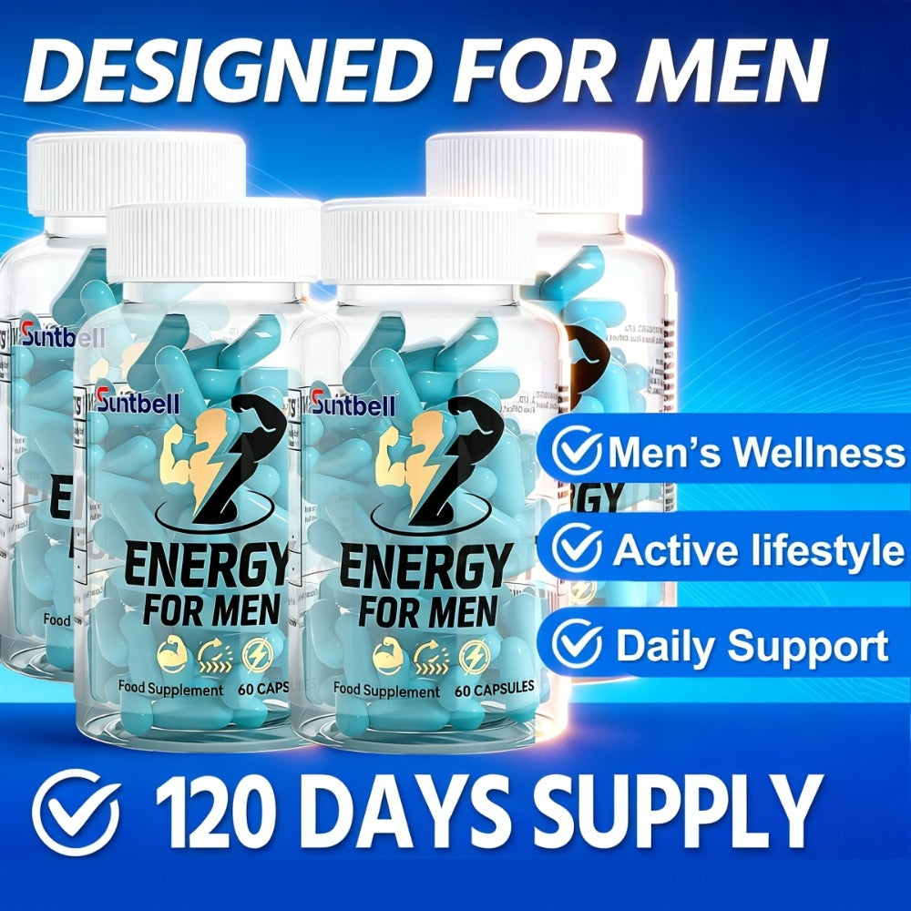 Men's Energy & Hormone Support Capsules 60ct – Horny Goat Weed, Tongkat Ali, Maca & L-Citrulline – Natural Vitality, Stamina & Performance Supplement for Men – Great Gift for Him