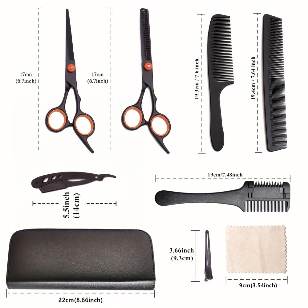 Professional Hair Cutting Scissors & Thinning Shears Set 6.0 Inch - 4CR Stainless Steel 62HRC, 20-30% Thinning Rate, Hairdressing Comb & Razor Included, Salon & Home Use for Stylists