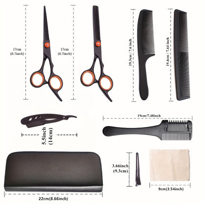 Professional Hair Cutting Scissors & Thinning Shears Set 6.0 Inch - 4CR Stainless Steel 62HRC, 20-30% Thinning Rate, Hairdressing Comb & Razor Included, Salon & Home Use for Stylists