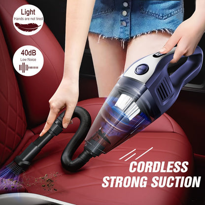 Handheld Cordless Vacuum Cleaner with Powerful Suction – Portable USB Rechargeable Mini Vacuum with Multiple Accessories for Car, Home, Office & Tight Spaces