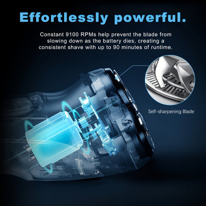 Electric Rotary Shaver for Men – USB Rechargeable Waterproof Cordless with Pop-Up Trimmer, 1-Hour Fast Charge, Stainless Steel Blades, Wet Dry Close Shave, Grooming Gift for Dad Husband Boyfriend