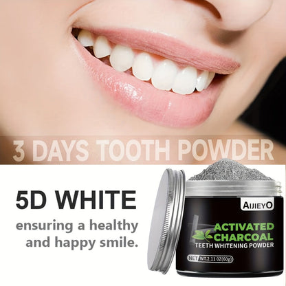 Activated Charcoal Teeth Whitening Powder - Natural Tooth Polish for Deep Cleaning, Plaque Removal & Fresh Breath, Mint Flavor, 60g Daily Use Teeth Brightening Charcoal Powder