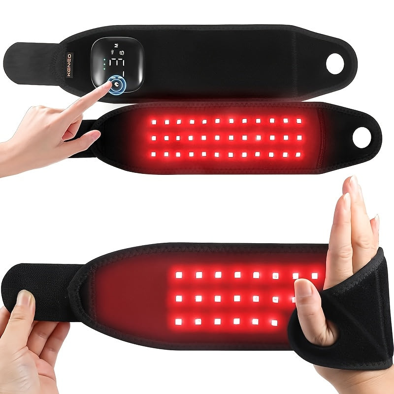 Red Light Therapy Wrist Wrap 660nm 850nm - Infrared LED Wrist Brace with Vibration for Hand & Wrist Pain Relief, Adjustable Strap Fits Left & Right Hand, Unisex Wearable Recovery Device for Office & Daily Use