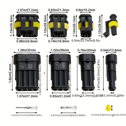 Automotive Electrical Connector Terminal Kit 355PCS - 1/2/3/4 Pin Wire Plug Set for Car Repair, Wiring Harness & Electrical Maintenance, Universal Fit