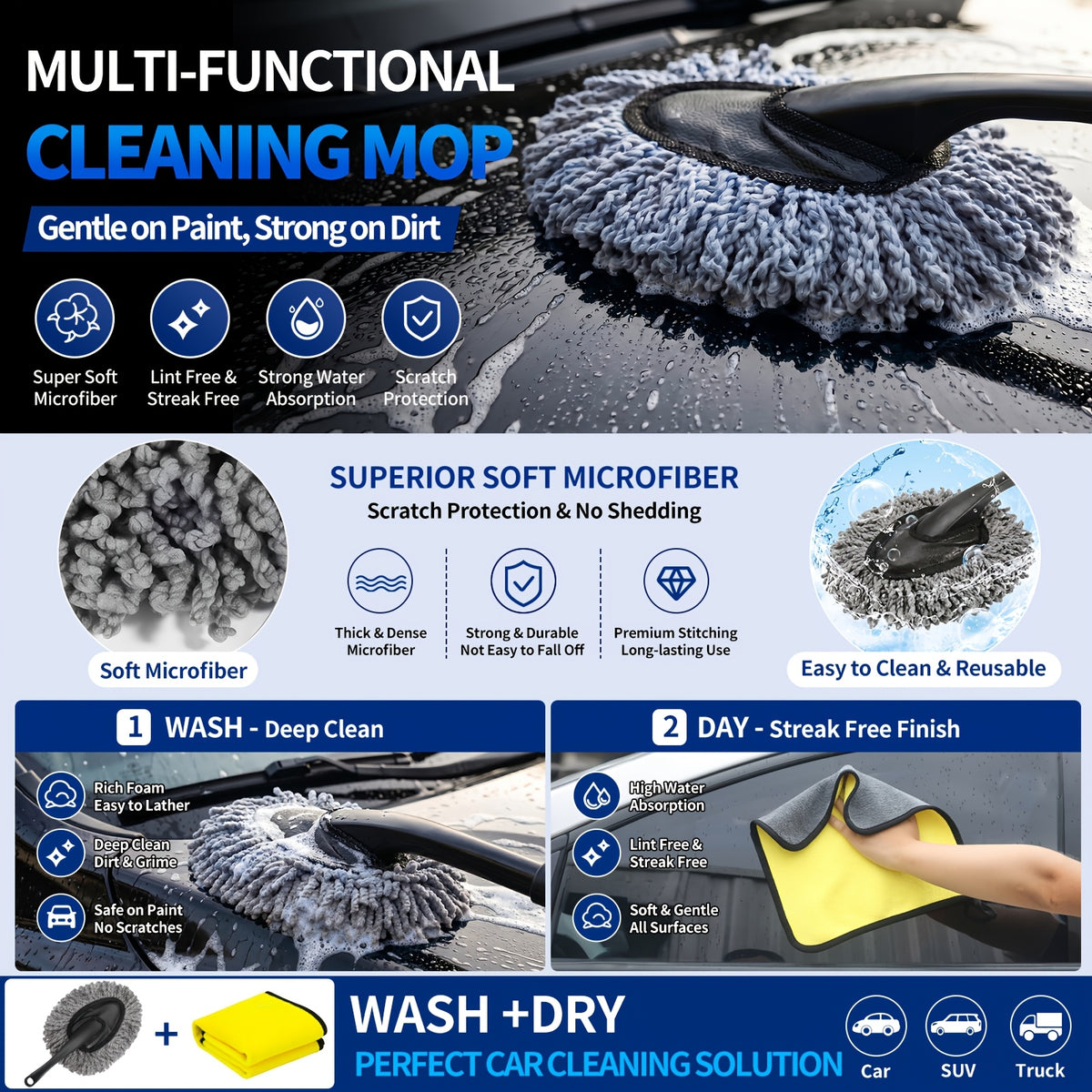 42pcs Car Wash And Detailing Kit with Collapsible Bucket, Windshield Cleaning Tool, Tire Brushes, Microfiber Towels, Wash Mitt, And Carry Bag for Cars, Suvs, And Trucks, Without Battery
