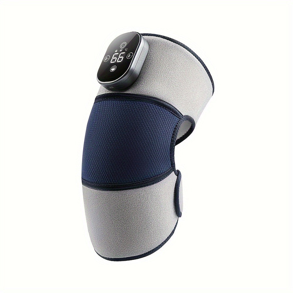 Electric Heated Knee Massager 3-in-1, Vibrating Heating Pad for Knee Shoulder Elbow, 5 Temperature Settings 45-65°C, 3-Speed Massage, Wireless Wearable Pain Relief Wrap