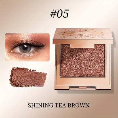 Shimmer Eyeshadow Palette 5 Shades Glowing Waterproof Creamy Blendable Formula with Built-in Mirror - Luxury Packaging Radiant Finish Starlight Tea Brown Eye Makeup Gift Women