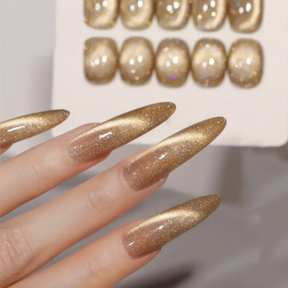 Cat Eye Gel Polish Shooting Star Golden Glitter – Ultra-Bright Vivid Dazzling Light-Shifting Effect, Salon-Grade LED/UV Soak-Off High-Gloss Nail Art Gel for Women Home & Salon Manicure